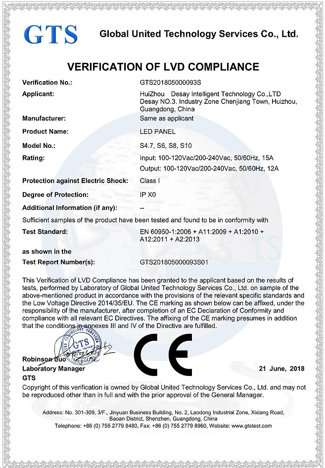 Series S -CE Certificate